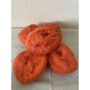 5 Skeins Yarn Mohair Orange 130g #496